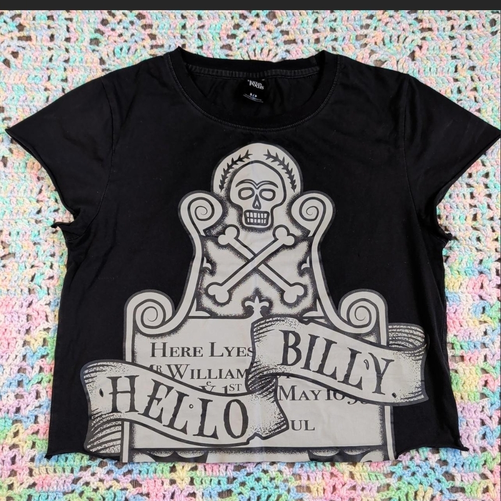 Black Graphic Tee with Skull Design